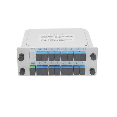 APC θραυστών PLC οπτικών ινών διαιρετών 1x16 κασετών χαμηλή απώλεια εισαγωγής